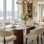 Aura Italian White Carrara Marble 6-Seater Dining Suite
