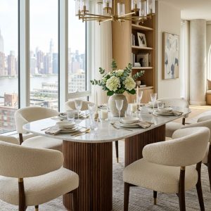 Aura Italian White Carrara Marble 6-Seater Dining Suite
