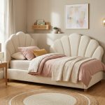 Scallop Seashell Bouclé Upholstered Bed Cot