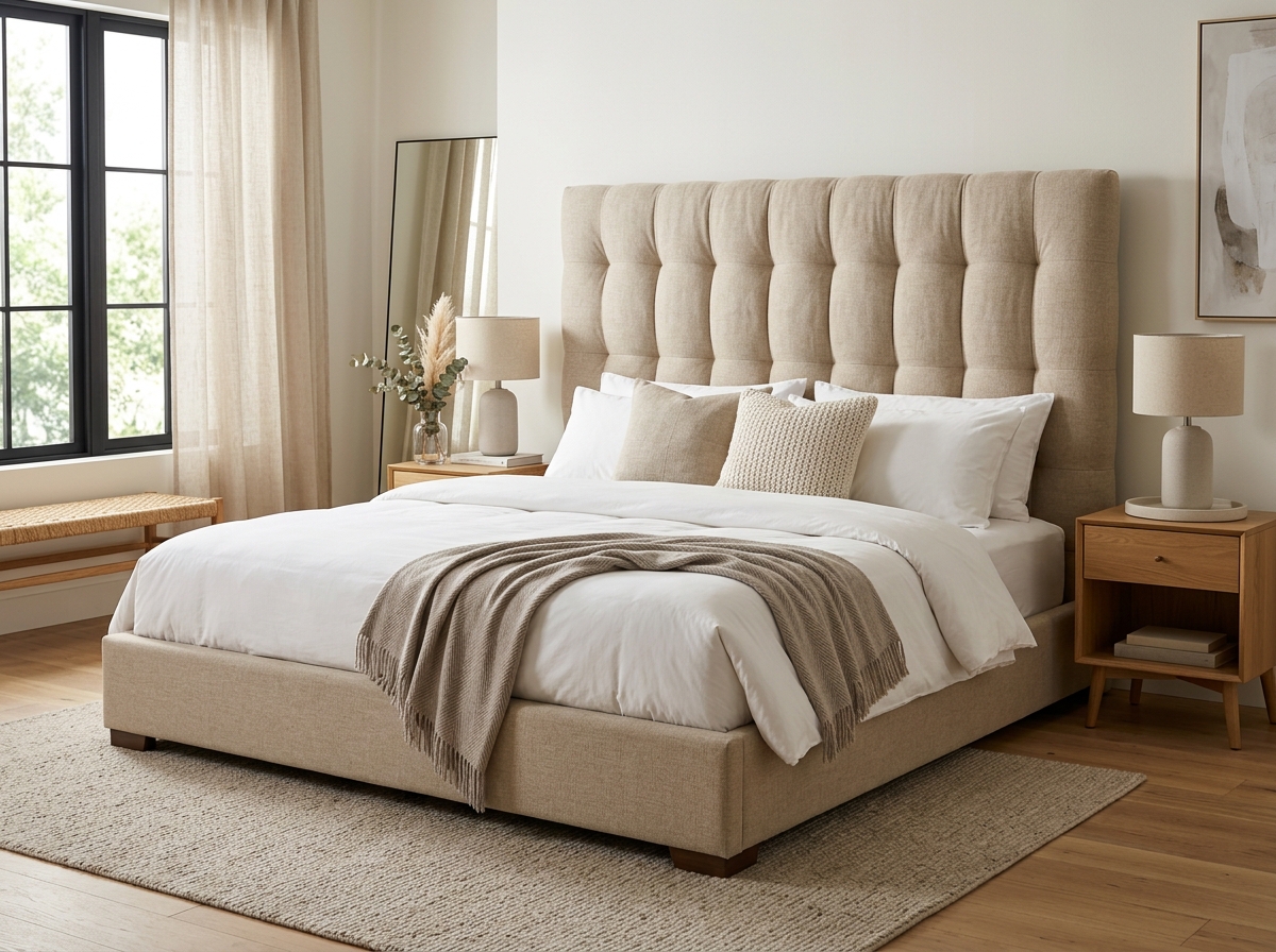 Luna Comfort Upholstered King Size Bed Cot
