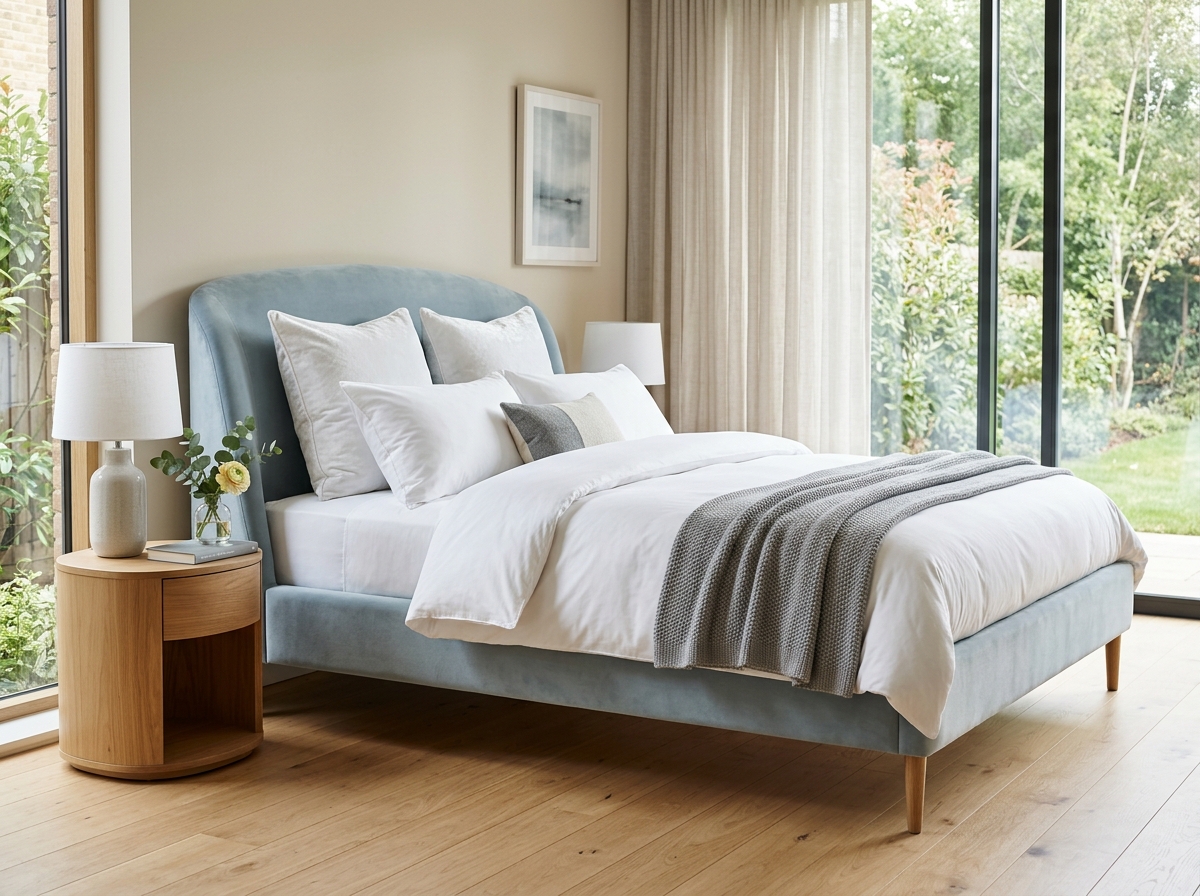 Elsa Curved Organic Velvet Bed Cot
