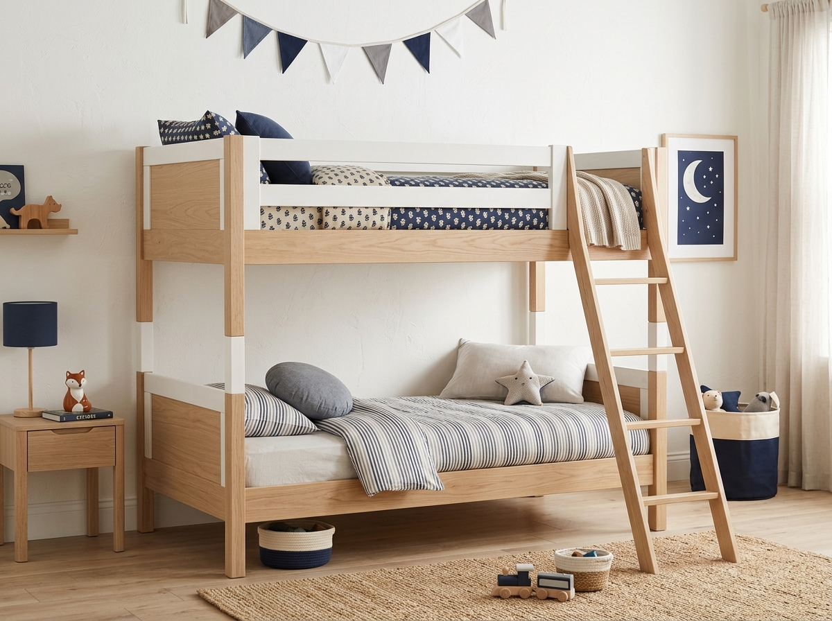 Roger Solid Wood Twin Bunk Bed Cot