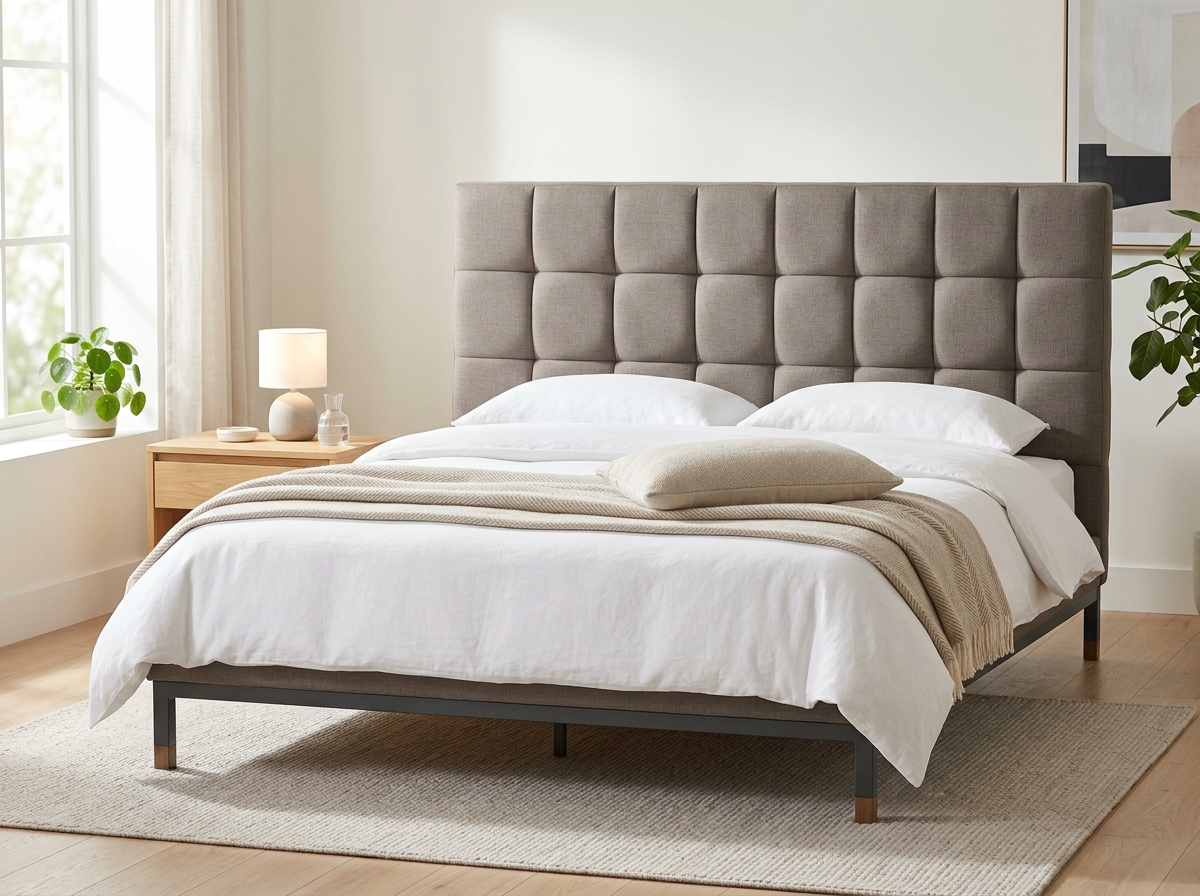 Cyclone Contemporary Grid-Tufted Upholstered Bed Cot