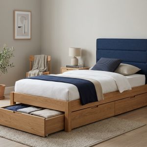 Cosmo Solid Wood Single Bed Cot with Storage Drawers